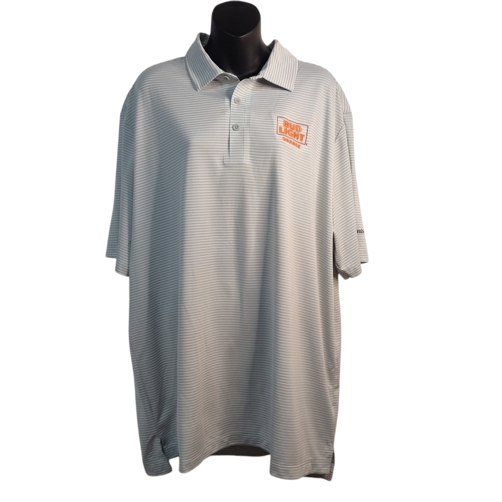 Columbia Golf Polo Shirt Men's Gray White Stripped T-shirt Size 2XL NWT